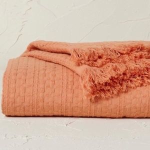 NEW Orange Waffle Weave Bed Throw - Opalhouse designed with Jungalow